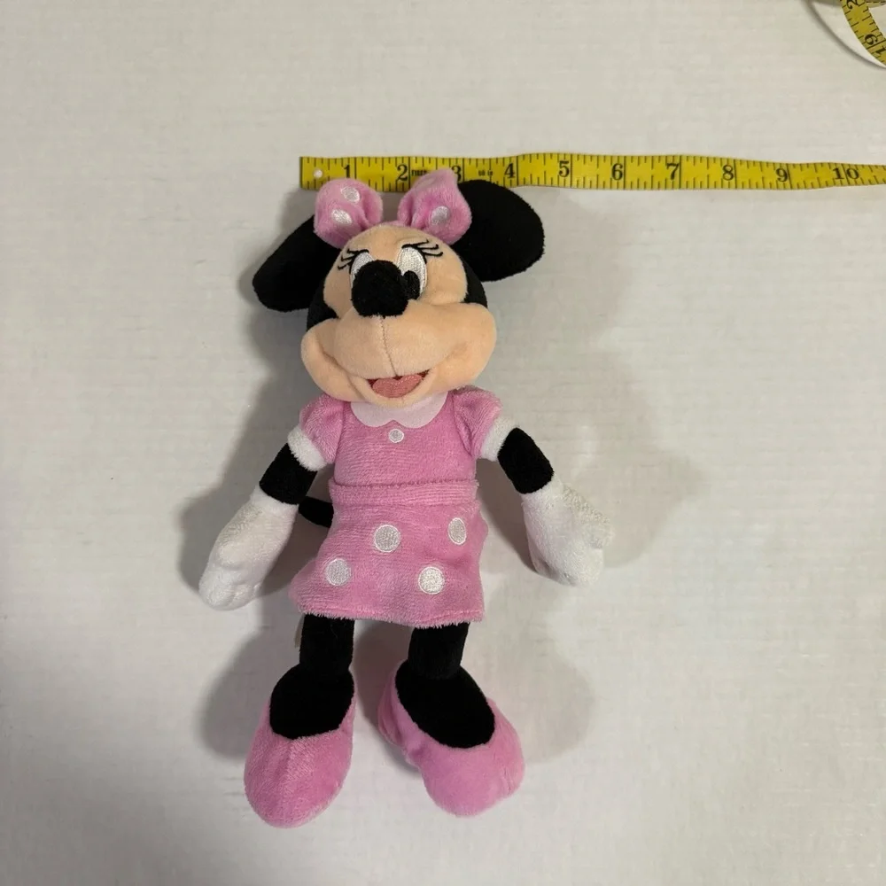 Disney Plush Minnie Mouse Pink Dress 10” Plush Toy Doll EUC Collectible